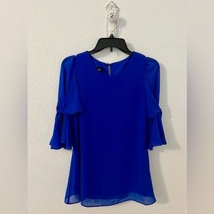 LIKE NEW Royal Blue Shift Dress w 3/4 Bell Sleeves